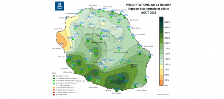 Bulletin climatique mensuel de la Réunion - Août 2023